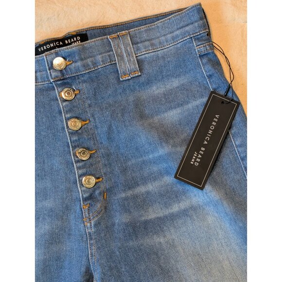 Veronica Beard Jeans Sheridan Bell Bottom Button Fly Denim Size 32 NWT USA Made - Picture 2 of 11
